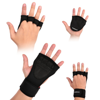 TOMSHOO Unisex Weightlifting Gloves With Wrist Wrap Hand Grip PadsBundle Set For Men And Women 2-in-1 Fitness Bundle For CrossTraining - Intl June 2018 - 3 TOMSHOO Unisex Weightlifting Gloves with Wrist Wrap Hand Grip PadsBundle Set for Men and Women 2-in-1 Fitness Bundle for CrossTraining - intl - 3