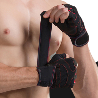 Weight Lifting Gym Fitness Gloves With Wrist Wrap And Grip - ForMen's And Women's - Half-Finger Design Padded Breathable WashableQuality Material Red L - Intl June 2018 - 3 Weight Lifting Gym Fitness Gloves with Wrist Wrap and Grip - ForMen's and Women's - Half-Finger Design Padded Breathable WashableQuality Material Red L - intl - 3