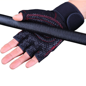 Weight Lifting Gym Fitness Gloves With Wrist Wrap And Grip - ForMen's And Women's - Half-Finger Design Padded Breathable WashableQuality Material Red L - Intl June 2018 - 5 Weight Lifting Gym Fitness Gloves with Wrist Wrap and Grip - ForMen's and Women's - Half-Finger Design Padded Breathable WashableQuality Material Red L - intl - 5