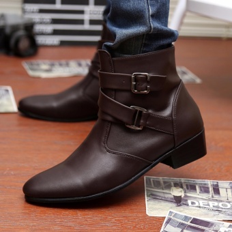 2017 Korean Version Of The Men's High-heeled Shoes Pointed MartinKnight Boots White Casual Shoes - Intl June 2018 - 2 2017 Korean version of the men's high-heeled shoes pointed MartinKnight boots white casual shoes - intl - 2