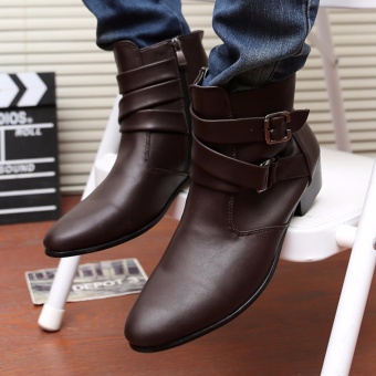 2017 Korean Version Of The Men's High-heeled Shoes Pointed MartinKnight Boots White Casual Shoes - Intl June 2018 - 3 2017 Korean version of the men's high-heeled shoes pointed MartinKnight boots white casual shoes - intl - 3