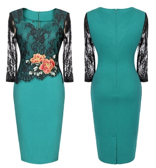 2017 Large Size Elegant Embroidery Women Lake Blue Formal Dress -intl June 2018 - 2 2017 Large Size Elegant Embroidery Women Lake Blue Formal Dress -intl - 2