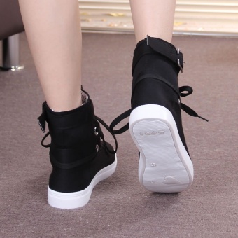 2017 New Winter Women's Boots Flat Tie Belt Decoration High Canvasshoes To Help Women All-match Female Boots - Intl June 2018 - 2 2017 new winter women's boots flat tie belt decoration high canvasshoes to help women all-match female boots - intl - 2