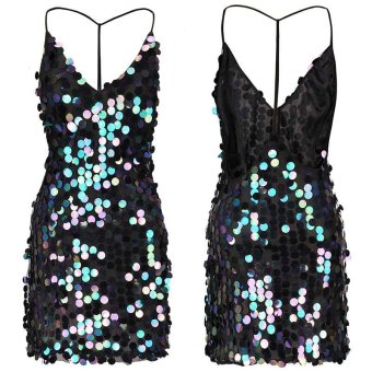 2017 Womens Summer Dress Fashion Off Shoulfer Backless V-neck StrapFull Sequins Dress 4 Colors(Black) - Intl June 2018 - 5 2017 Womens Summer Dress Fashion Off Shoulfer Backless V-neck StrapFull Sequins Dress 4 Colors(Black) - intl - 5