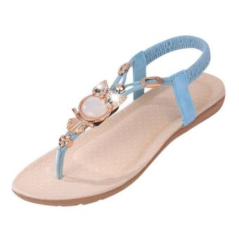 Amart Fashion Summer Women Sandals Owl Bead Comfortable Beach FlipFlops Flat Shoes(Blue) - Intl June 2018 - 2 Amart Fashion Summer Women Sandals Owl Bead Comfortable Beach FlipFlops Flat Shoes(Blue) - intl - 2