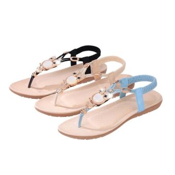 Amart Fashion Summer Women Sandals Owl Bead Comfortable Beach FlipFlops Flat Shoes(Blue) - Intl June 2018 - 4 Amart Fashion Summer Women Sandals Owl Bead Comfortable Beach FlipFlops Flat Shoes(Blue) - intl - 4
