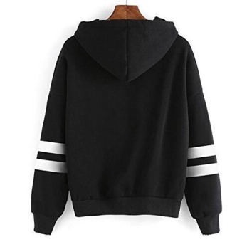 Amart Korean Simple Fashion Women Sweatshirt With Hat Drawstring Long Sleeve Striped Splicing Hoodies Pullover(Black) - Intl June 2018 - 2 Amart Korean Simple Fashion Women Sweatshirt With Hat Drawstring Long Sleeve Striped Splicing Hoodies Pullover(Black) - intl - 2