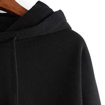 Amart Korean Simple Fashion Women Sweatshirt With Hat Drawstring Long Sleeve Striped Splicing Hoodies Pullover(Black) - Intl June 2018 - 3 Amart Korean Simple Fashion Women Sweatshirt With Hat Drawstring Long Sleeve Striped Splicing Hoodies Pullover(Black) - intl - 3