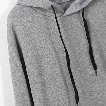 Amart Korean Simple Fashion Women Sweatshirt With Hat DrawstringLong Sleeve Striped Splicing Hoodies Pullover(Grey) - Intl May 2018 - 3 Amart Korean Simple Fashion Women Sweatshirt With Hat DrawstringLong Sleeve Striped Splicing Hoodies Pullover(Grey) - intl - 3