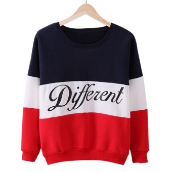 Amart Women Long Sleeve O-neck Tops Pullover Tops Sweatshirt Hoodies Patchwork Fleece Tracksuits Tops(Blue+Red) - Intl April 2018 - 2 Amart Women Long Sleeve O-neck Tops Pullover Tops Sweatshirt Hoodies Patchwork Fleece Tracksuits Tops(Blue+Red) - intl - 2