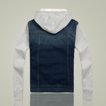 Autumn Men 's Jacket Denim Hooded Jacket Jean Sweatshirt Sleevedenim Jacket-dark Blue June 2018 - 2 Autumn men 's jacket denim hooded jacket jean sweatshirt sleevedenim jacket-dark blue - 2