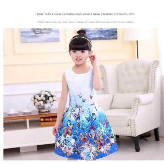 Baby Kids Children's Girl Butterfly Blue Vest Skirt Princess Dress- Intl June 2018 - 3 Baby Kids Children's Girl Butterfly Blue Vest Skirt Princess Dress- intl - 3