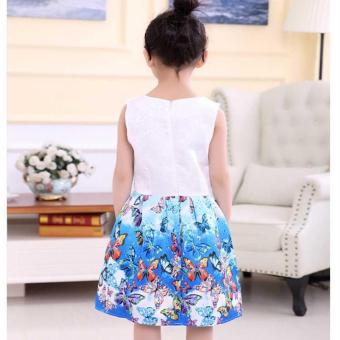 Baby Kids Children's Girl Butterfly Blue Vest Skirt Princess Dress- Intl June 2018 - 4 Baby Kids Children's Girl Butterfly Blue Vest Skirt Princess Dress- intl - 4