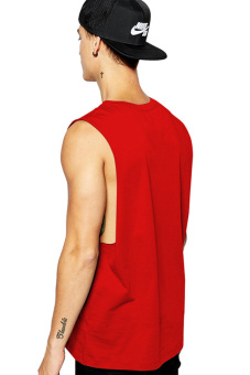BLKSHP Dropped Armholes Sleeveless T-Shirt (Red) June 2018 - 2 BLKSHP Dropped Armholes Sleeveless T-Shirt (Red) - 2