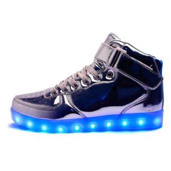 Boys And Girls LED Light Up USB Charging Flashing Fashion Unisex Shoes(gold) - Intl June 2018 - 2 boys and girls LED Light Up USB Charging Flashing Fashion Unisex Shoes(gold) - intl - 2