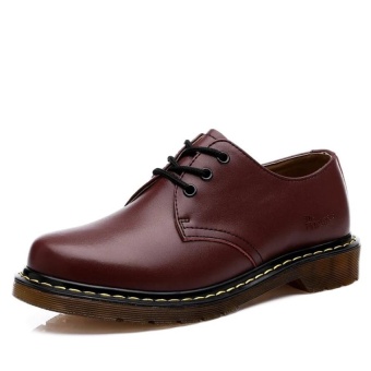 CLZQ Fashion Low Cut Shoes 2017 Oxfords Shoes For Men And WomenUnisex Lace Up Genuine Leather Shoes (Red) - Intl April 2018 - 4 CLZQ Fashion Low Cut Shoes 2017 Oxfords Shoes for Men and WomenUnisex Lace Up Genuine Leather Shoes (Red) - intl - 4