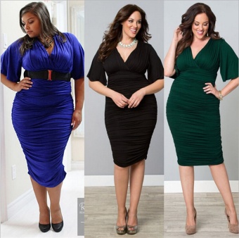 Cool Cool Women's Plus Size Sexy Fashion Casual V-Neck Dress(Green)- Intl June 2018 - 2 Cool Cool Women's Plus Size Sexy Fashion Casual V-Neck Dress(Green)- intl - 2