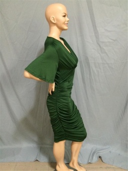 Cool Cool Women's Plus Size Sexy Fashion Casual V-Neck Dress(Green)- Intl June 2018 - 4 Cool Cool Women's Plus Size Sexy Fashion Casual V-Neck Dress(Green)- intl - 4