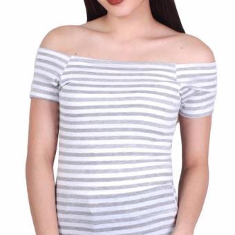 Cotton Republic Stephany Stripes Off Shoulder Blouse (Light Grey) June 2018 - 2 Cotton Republic Stephany Stripes Off Shoulder Blouse (Light Grey) - 2