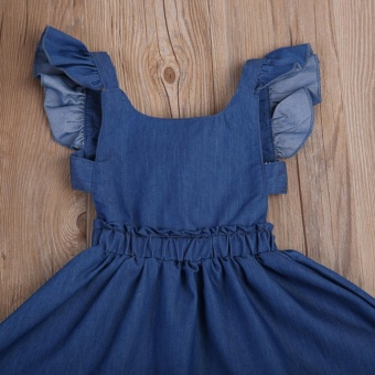 Cute Baby Girls Kid Toddler Summer Ruffle Denim Jeans Tutu OutfitShort Dress - Intl June 2018 - 4 Cute Baby Girls Kid Toddler Summer Ruffle Denim Jeans Tutu OutfitShort Dress - intl - 4