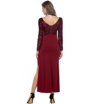 Cyber ANGVNS Women Long Sleeve Backless Side Slit Sequin Evening Dress Full Gown April 2018 - 2 Cyber ANGVNS Women Long Sleeve Backless Side Slit Sequin Evening Dress Full Gown - 2