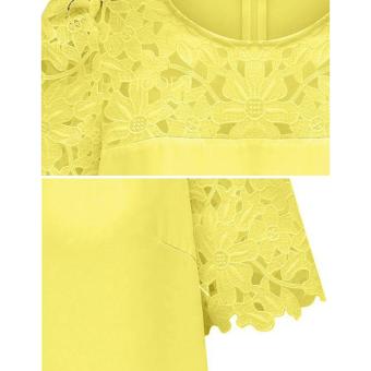 Cyber Women'S Lace Sleeve Splicing Chiffon Casual Shirt Tops Blouse (Yellow) July 2018 - 5 Cyber Women'S Lace Sleeve Splicing Chiffon Casual Shirt Tops Blouse (Yellow) - 5