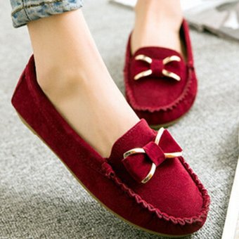 D82 New Women's Classical Driving Peas Rubber Sole Casual Cross Suede Loafer Shoes Color Wine Red June 2018 - 2 D82 New Women's Classical Driving Peas Rubber Sole Casual Cross Suede Loafer Shoes Color Wine Red - 2