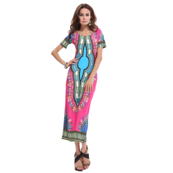 Elegant Thailand National Style Flora Print Casual Dresses Long Traveling Wild Party Dress June 2018 - 4 Elegant Thailand National Style Flora Print Casual Dresses Long Traveling Wild Party Dress - 4