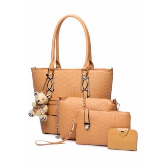 Elena X-519 5 In 1 Premium Bag Set (Apricot)With Mini Teddy June 2018 - 2 Elena X-519 5 in 1 Premium Bag Set (Apricot)With Mini Teddy - 2