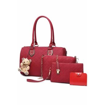 Elena X-522 5 In 1 Premium Bag Set (Red)With Mini Teddy July 2018 - 2 Elena X-522 5 in 1 Premium Bag Set (Red)With Mini Teddy - 2