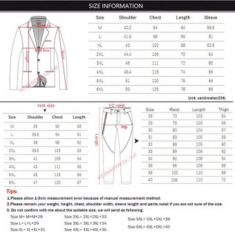 Fashion Men Slim Fit Suits (Jacket+Vest+Pants) Plus Size M-5XLWedding Suits With Pants Business Mens Formal Wear - Intl June 2018 - 3 Fashion Men Slim Fit Suits (Jacket+Vest+Pants) Plus Size M-5XLWedding Suits With Pants Business Mens Formal Wear - intl - 3