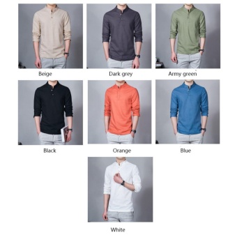 Flax Long Sleeve Shirt Men Chinese Style Retro Stand Collar Linen Shirts(Dark Grey) - Intl April 2018 - 3 Flax Long Sleeve Shirt Men Chinese Style Retro Stand Collar Linen Shirts(Dark grey) - intl - 3