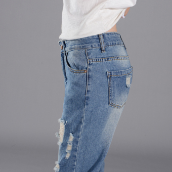 Girl Jeans Stright Casual Blue Show Ankle Cropped Jeans June 2018 - 5 Girl jeans stright casual blue show ankle cropped jeans - 5