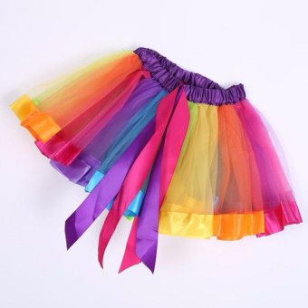 Girls Kid Rainbow Pettiskirt Bowknot Skirt Lovely Ribbons Tutu Skirt Dancewear Fluffy Handmade Party Dance Performance Ball Gown - Intl May 2018 - 3 Girls Kid Rainbow Pettiskirt Bowknot Skirt Lovely Ribbons Tutu Skirt Dancewear Fluffy Handmade Party dance Performance Ball gown - intl - 3
