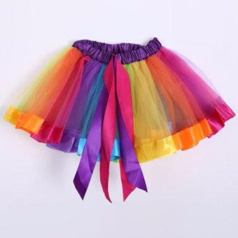 Girls Kid Rainbow Pettiskirt Bowknot Skirt Lovely Ribbons Tutu Skirt Dancewear Fluffy Handmade Party Dance Performance Ball Gown - Intl May 2018 - 2 Girls Kid Rainbow Pettiskirt Bowknot Skirt Lovely Ribbons Tutu Skirt Dancewear Fluffy Handmade Party dance Performance Ball gown - intl - 2