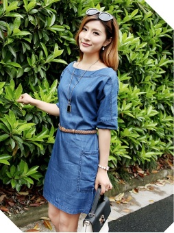 Grandwish Women Denim Dress With Belt With Pocket Plus Size XS-3XL (Blue) - Intl July 2018 - 3 Grandwish Women Denim Dress With Belt With Pocket Plus size XS-3XL (Blue) - Intl - 3