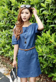 Grandwish Women Denim Dress With Belt With Pocket Plus Size XS-3XL (Blue) - Intl July 2018 - 4 Grandwish Women Denim Dress With Belt With Pocket Plus size XS-3XL (Blue) - Intl - 4