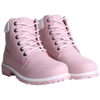 Hang-Qiao Fashion Women Ankle Martin Boots Military Combat Shoes Pink June 2018 - 2 Hang-Qiao Fashion Women Ankle Martin Boots Military Combat Shoes Pink - 2