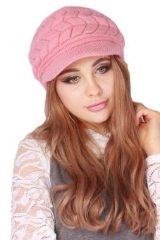 Hang-Qiao Warm Women Knitted Beret Hat Autumn Winter Cap Pink April 2018 - 3 Hang-Qiao Warm Women Knitted Beret Hat Autumn Winter Cap Pink - 3