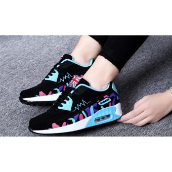 Hanyu Print Sports Fashion Casual Heeled Travel Shoes For Women Black Blue June 2018 - 2 Hanyu Print Sports Fashion Casual Heeled Travel Shoes for Women Black Blue - 2