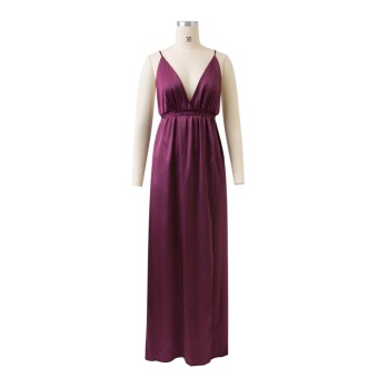 Hanyu Women Sexy Satin Strapless Dress V-Neck Fashion Long Party Dresses (Rose) June 2018 - 4 Hanyu Women Sexy Satin Strapless Dress V-Neck Fashion Long Party Dresses (Rose) - 4