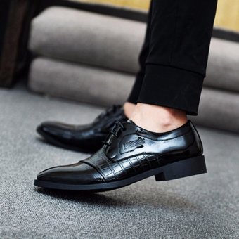 HengSong Men's Crocodile Lines Pointed Business Leather Shoes (Black) - Intl April 2018 - 2 HengSong Men's Crocodile Lines Pointed Business Leather Shoes (Black) - intl - 2