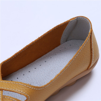 HengSong Women's PU Leather Hollow-Out Flat Shoes Yellow - Intl June 2018 - 4 HengSong Women's PU Leather Hollow-Out Flat Shoes Yellow - Intl - 4
