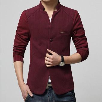 Hot Sale Men's Blazer Patchwork Suits For Men Top Quality RedBlazers Slim Fit Wool Outwear Coat Men's Costume Men's Blazer (Red)- Intl June 2018 - 2 Hot Sale Men's Blazer Patchwork Suits for Men Top Quality RedBlazers Slim Fit Wool Outwear Coat Men's Costume Men's Blazer (Red)- intl - 2