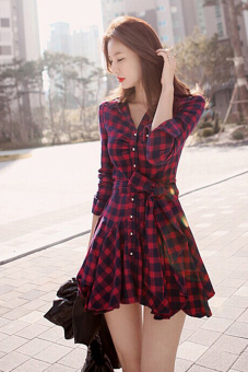 Irregular Hem Checkered Long Sleeve Mini Dress (Red/Black) June 2018 - 5 Irregular Hem Checkered Long Sleeve Mini Dress (Red/Black) - 5