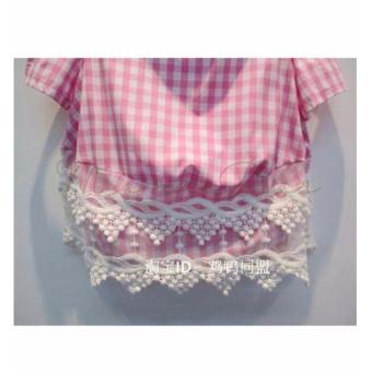 Kids Blouse With Shorts Plaid Semi Off Shoulder Top Girls CrochetLace Checkered Shirt With Shorts Set July 2018 - 3 Kids Blouse with Shorts Plaid Semi Off Shoulder Top Girls CrochetLace Checkered Shirt with Shorts Set - 3
