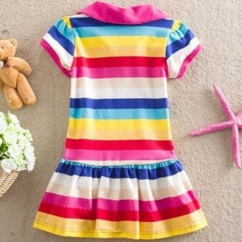 Kids Girls Peppa Pig Striped Rainbow T-Shirt Skirt Child ShortSleeve Dress - Intl July 2018 - 4 Kids Girls Peppa Pig Striped Rainbow T-Shirt Skirt Child ShortSleeve Dress - intl - 4
