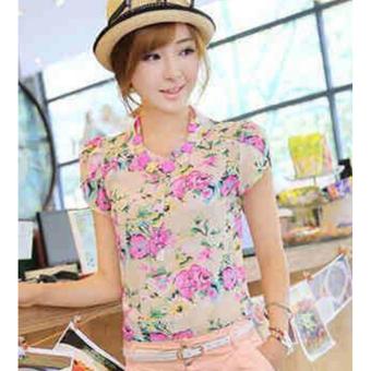 Korean Mira Floral Chiffon Layered Sleeve Blouse (Pink) June 2018 - 2 Korean Mira Floral Chiffon Layered Sleeve Blouse (Pink) - 2