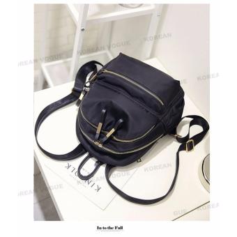 Korean Vogue KV8051 Mysterious Black Series Student Unique DoubleCompartment Style Nylon Casual Backpack Bag July 2018 - 4 Korean Vogue KV8051 Mysterious Black Series Student Unique DoubleCompartment Style Nylon Casual Backpack Bag - 4