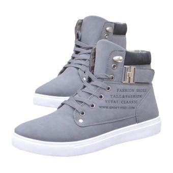 LALANG Men High Top Lace Ankle Boots Casual Warm Canvas Shoes40(Grey) - Intl June 2018 - 4 LALANG Men High Top Lace Ankle Boots Casual Warm Canvas Shoes40(Grey) - intl - 4
